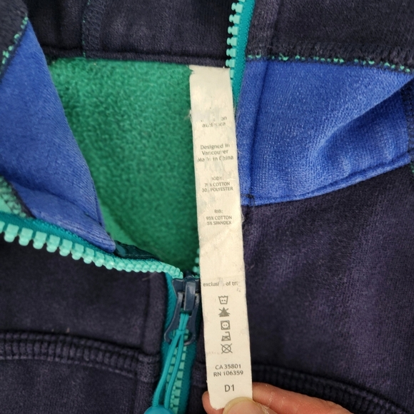 Lululemon Scuba Hoodie Jacket Zip-Up – Color Block Navy Teal Blue – Size 6 - Picture 10 of 13